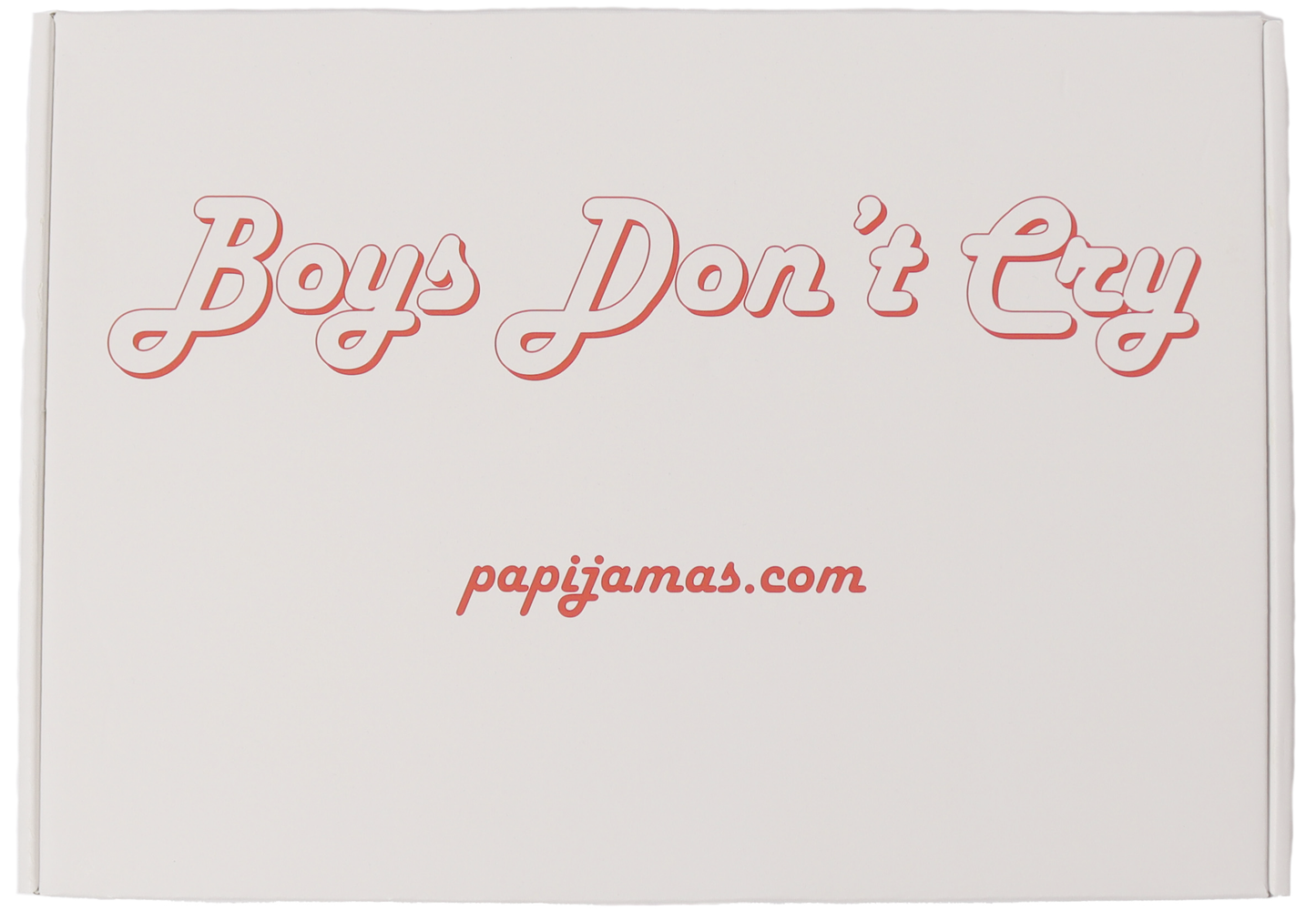 papijamas pyjamas hvid emballage Boys don't cry skrevet